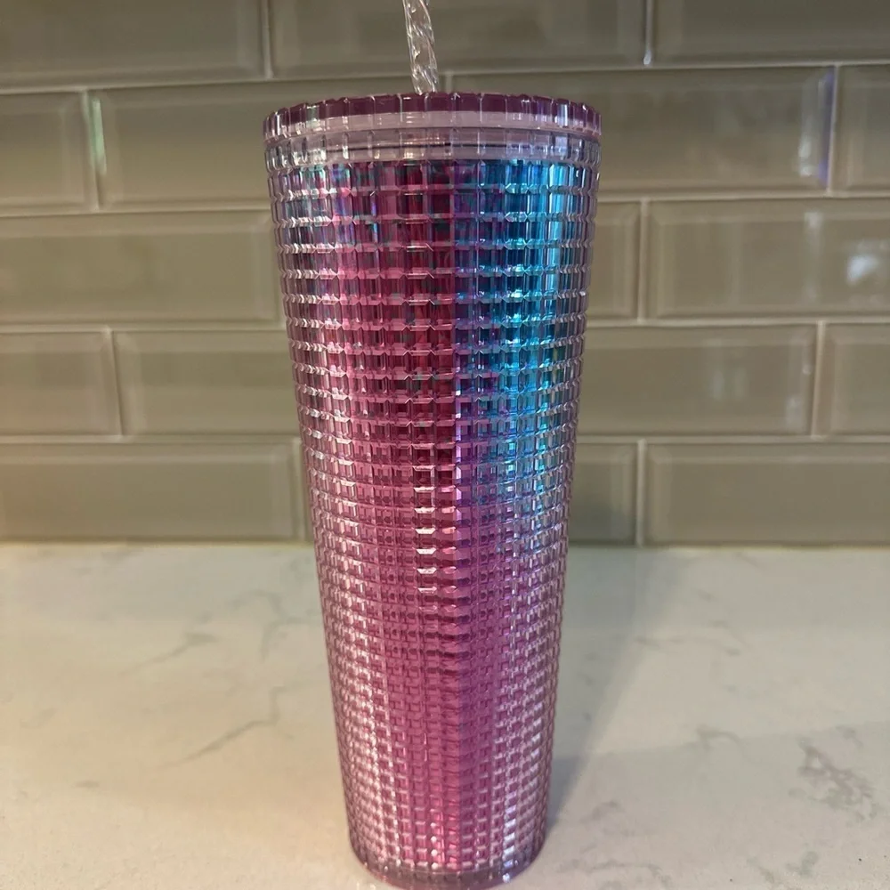 Starbucks Summer 2021 Pink & Blue Ombré‎ Bling 24oz Tumbler